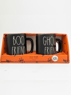 Rae Dunn 'Boo' & 'Ghoul Friend' Black Halloween Mug Set